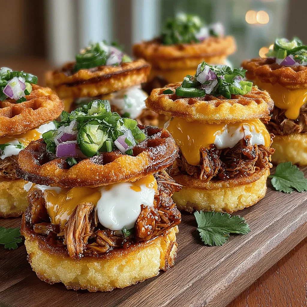 Welcome to the delightful world of comfort food, where flavor and creativity intertwine. Today, we invite you to discover our Mini BBQ Chicken Waffle Melts—an inventive recipe that brings together the savory goodness of BBQ chicken and the satisfying crunch of mini waffles. These delicious bites are not only perfect for parties and game day snacks, but they also make for a fun and interactive family dinner option. With just a handful of ingredients and minimal prep time, you can indulge in this cheesy, mouthwatering treat that is sure to impress.
