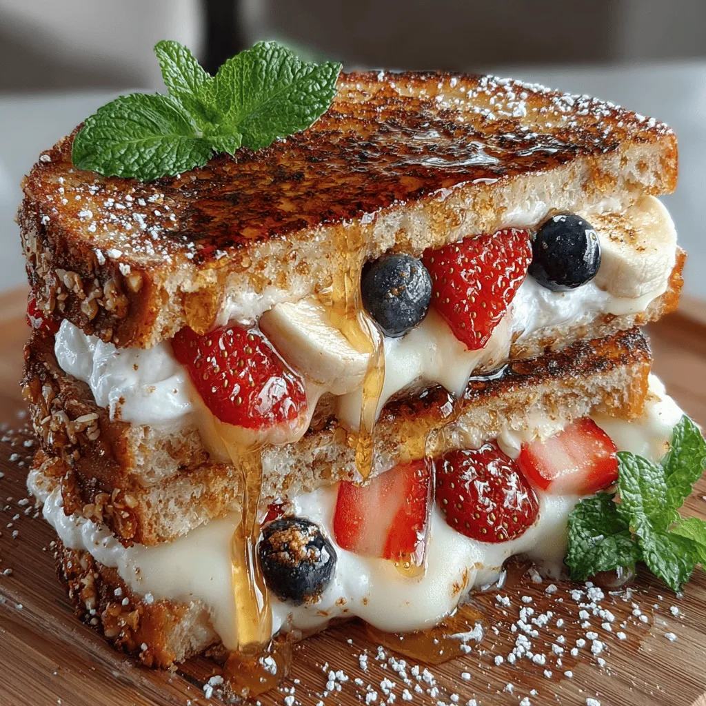 In the world of culinary creativity, the Grilled Fruit Pizza Sandwich Melt stands out as an innovative fusion of flavors that redefines traditional sandwiches and desserts. This delightful concoction combines the freshness of seasonal fruits with the creaminess of ricotta cheese, all sandwiched between slices of whole grain bread. When grilled, the sandwich transforms into a warm, melty treat, making it an ideal choice for breakfast, brunch, or even a light dessert. The harmonious blend of textures and flavors in this recipe not only tantalizes the taste buds but also presents a healthier option for those looking to indulge without the guilt.