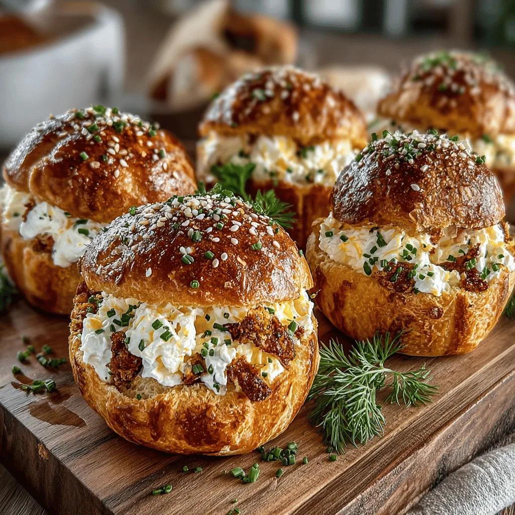 Mini Egg Salad Puff Sandwiches are a culinary delight that effortlessly combines the creamy, rich flavors of classic egg salad with the flaky and buttery elegance of puff pastry. These bite-sized wonders are perfect for any occasion, whether you're hosting a gathering, planning a picnic, or simply enjoying a casual family meal. Their appealing presentation and delightful taste make them a favorite among both adults and children, ensuring they’ll be a hit at your next event.