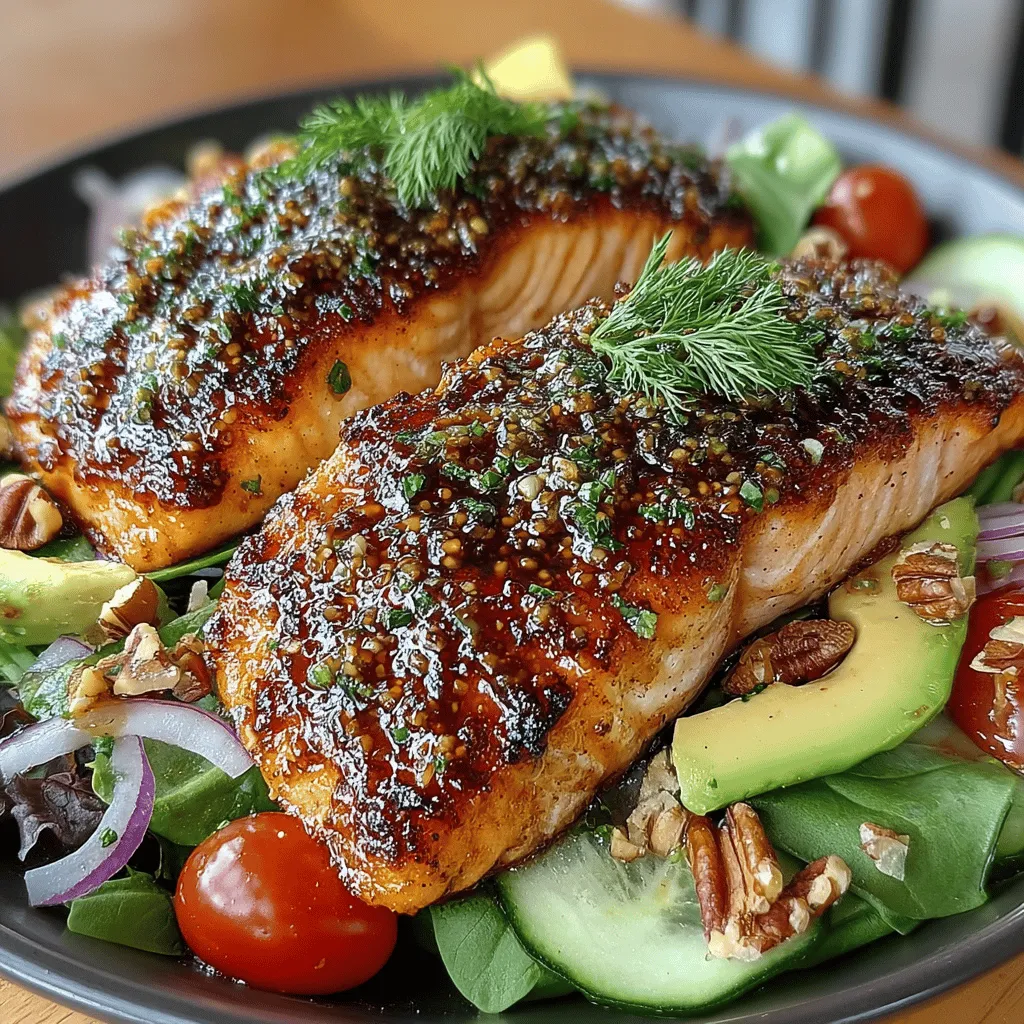 If you’re in search of a light yet satisfying meal that marries vibrant flavors with essential nutrients, look no further than the Honey Mustard Glazed Salmon Salad. This delightful dish showcases tender salmon fillets glazed with a sweet and tangy honey mustard dressing, served atop a bed of fresh greens and colorful vegetables. Not only is it visually appealing, but it also brings a balance of flavors that awaken the palate, making it an excellent choice for a nutritious lunch or dinner.