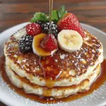 To achieve the perfect Fluffy Morning Delight Pancakes, the first step is to meticulously mix the wet ingredients. Start by cracking two large eggs into a mixing bowl. Whisk them thoroughly until they are well-blended and slightly frothy. This aeration is key to creating a light texture in your pancakes. Next, pour in one cup of milk—whole milk adds creaminess, while buttermilk can enhance the flavor and tenderness. Add a quarter cup of melted butter (cooled to room temperature) and a teaspoon of pure vanilla extract. The butter not only contributes to flavor but also helps keep the pancakes moist. Whisk all of these ingredients together until you have a smooth mixture, ensuring that the egg is fully integrated, and there are no lumps of butter remaining.