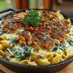 Creamy Chicken and Spinach Skillet Pasta Recipe