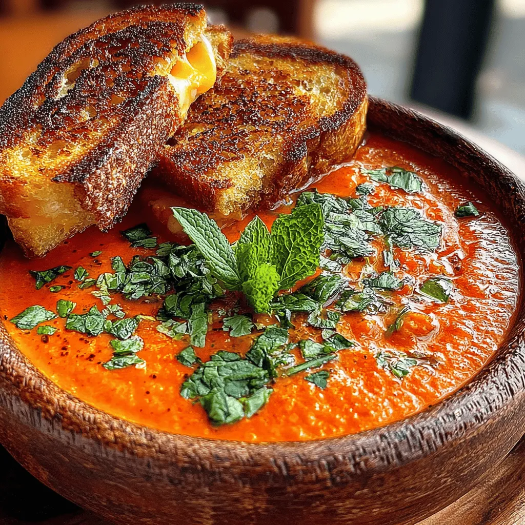 When the chill of winter sets in, there’s nothing quite like the warmth of a steaming bowl of creamy tomato basil soup paired with a perfectly grilled cheese sandwich. This beloved duo is more than just a meal; it’s a rite of passage into comfort food territory. The rich, tangy flavors of the tomato soup, combined with the savory, melty goodness of grilled cheese, create a symphony of taste that evokes nostalgia and satisfaction. Whether you're cozied up at home or looking to impress guests, this recipe for Comforting Creamy Tomato Basil Soup with Grilled Cheese is sure to bring warmth to your table.