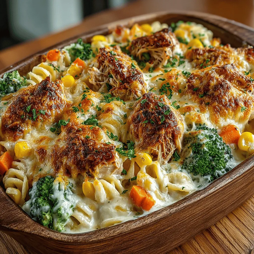 The Cheesy Veggie Delight Chicken Bake is a harmonious blend of flavors, textures, and nutrients that has become a beloved staple in many households. This dish is not just a meal; it’s a comforting experience that brings families together around the dining table, making it perfect for busy weeknights when time is short, but the need for wholesome nourishment is paramount. Imagine a bubbling casserole that promises the goodness of tender chicken, vibrant vegetables, and gooey cheese, all enveloped in a creamy sauce. This recipe stands out not only for its delicious taste but also for its ability to cater to a variety of dietary preferences, ensuring everyone at the table can enjoy a satisfying meal.