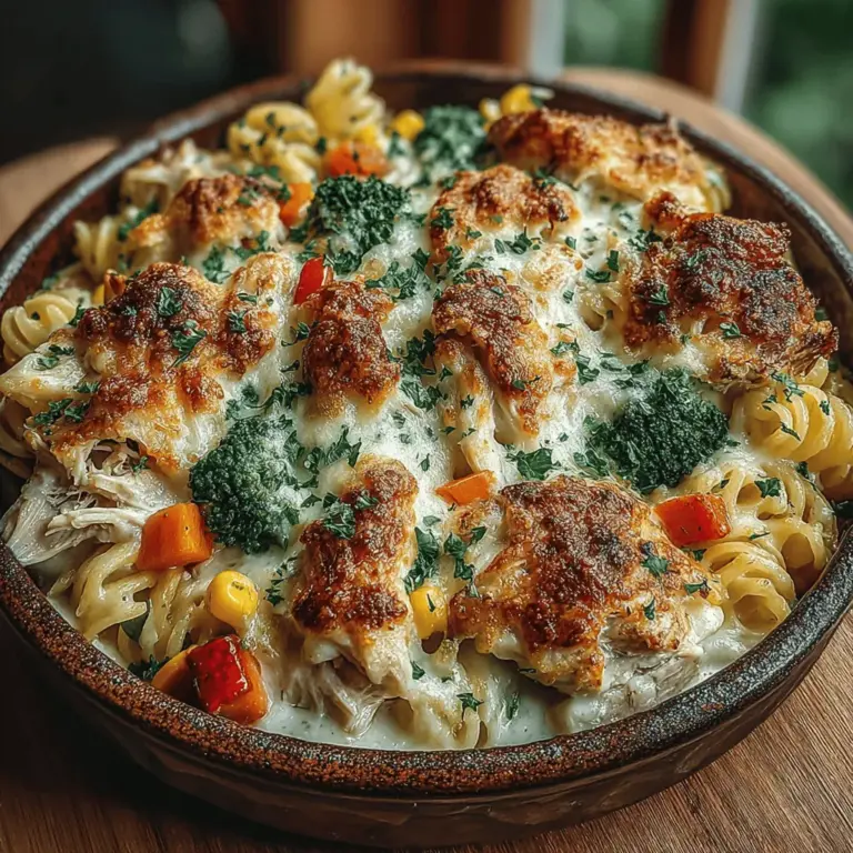 The Cheesy Veggie Delight Chicken Bake is a harmonious blend of flavors, textures, and nutrients that has become a beloved staple in many households. This dish is not just a meal; it’s a comforting experience that brings families together around the dining table, making it perfect for busy weeknights when time is short, but the need for wholesome nourishment is paramount. Imagine a bubbling casserole that promises the goodness of tender chicken, vibrant vegetables, and gooey cheese, all enveloped in a creamy sauce. This recipe stands out not only for its delicious taste but also for its ability to cater to a variety of dietary preferences, ensuring everyone at the table can enjoy a satisfying meal.