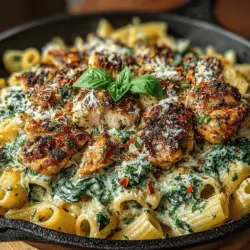 When it comes to quick, delicious meals that can be prepared with minimal fuss, few dishes rival the Creamy Chicken and Spinach Pasta Skillet. This comforting recipe brings together tender chicken, vibrant spinach, and creamy sauce, all enveloped in perfectly cooked pasta, creating a well-balanced meal that is as pleasing to the palate as it is to the eye. The beauty of this dish lies not only in its rich flavors but also in its convenience, making it an ideal choice for busy weeknights and family dinners alike.