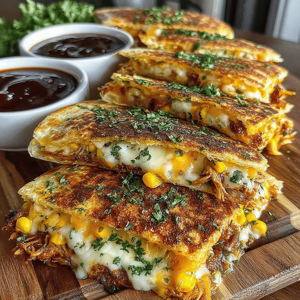In the world of quick and delicious meals, Quick BBQ Chicken Quesadillas stand out as a fan-favorite. This simple yet flavorful recipe combines tender, shredded chicken tossed in zesty BBQ sauce, gooey melted cheese, and colorful toppings all wrapped in a warm tortilla. The combination of savory chicken and rich cheese, paired with the smoky sweetness of BBQ sauce, creates a delightful culinary experience that appeals to all ages. Perfect for busy weeknights or casual gatherings, these quesadillas are not only easy to make but also customizable to suit your taste preferences.